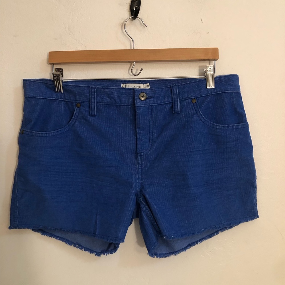 Carve Designs size 12 Corduroy Shorts Cut Offs Raw Hem Blue Surf Beach